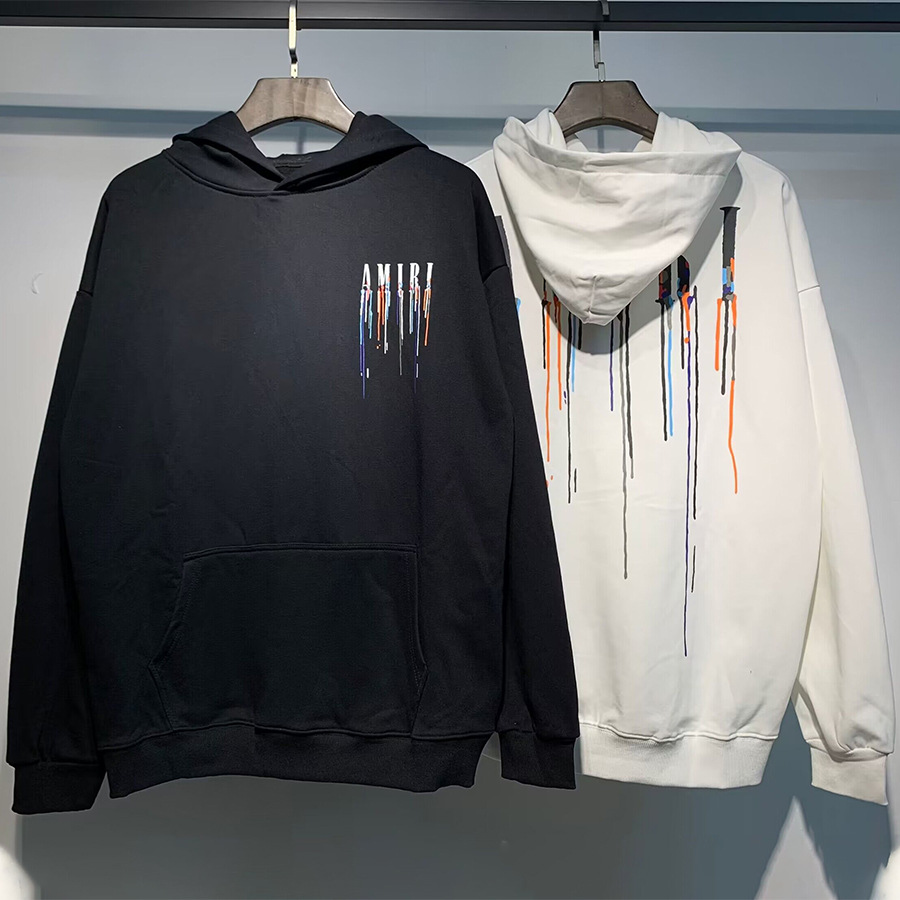 AMIRI suéter colección de letras de impresión transfronterizas 360 gramos de anillo masculino suelto casual sudadera encapuchada