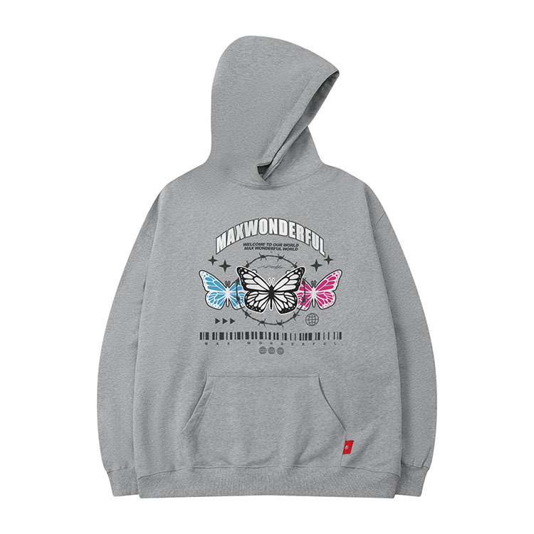 Vêtements pour hommes pull à capuche couleur lourde sweat-shirt papillon 400G velours léger plus velours style couple ample_voghion.com
