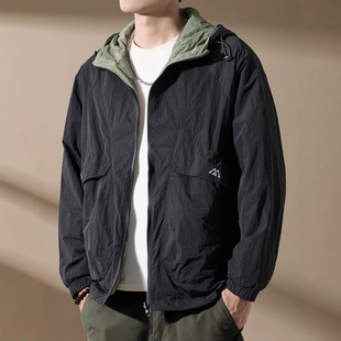 [Double-Sided] High-End Upf50+ Sun Protection Clothing for Men in Summer, Light and Loose Casual Ice Silk Sun Protection Clothing Jacket