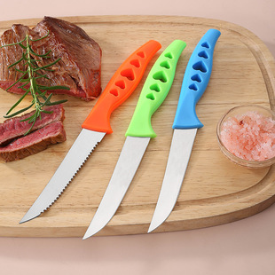 Factory Love Steak Knife Western Stainless Steel Steak Knife Pp Plastic Handle Fruit Knife with Serrated Special Barbecue Knife