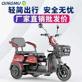 女士接送孩子新款残疾人老人电动三轮车家用老年人电瓶车小型