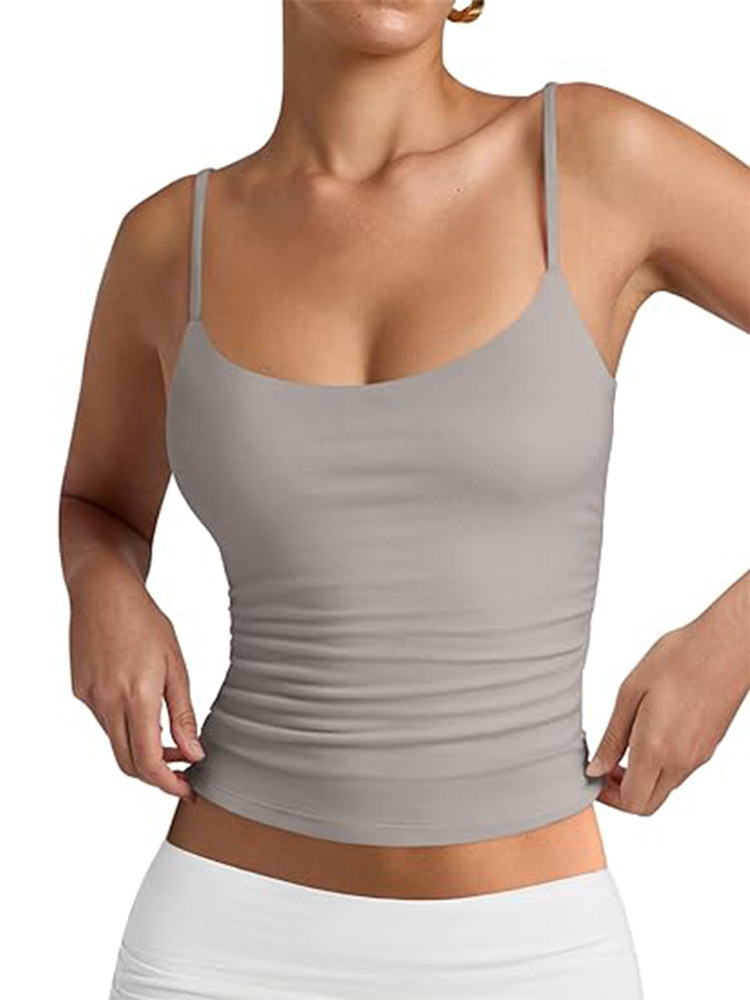 Spot Amazon New European and American Style Low Round Neck Vest Adjustable Camisole Summer Sleeveless Top