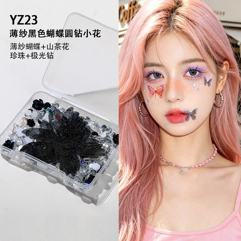 Decoraciones faciales maquillaje de ojos de novia maquillaje de escenario para niños pegatinas especiales cara lentejuelas lágrima diamante mariposa perla al por mayor