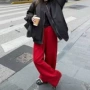 春季松紧腰直筒拖地休闲裤