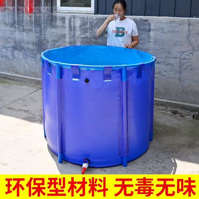 圆形帆布鱼池加厚折叠养鱼池支架家用儿童游泳池加高