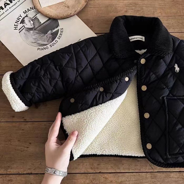 Chaqueta acolchada de algodón con forro polar para niños 2023 Otoño e Invierno nueva chaqueta acolchada de algodón engrosada de color sólido para niños chaqueta de béisbol uniforme