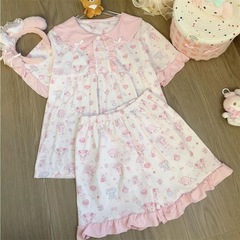 漫画のかわいい子供の襟の美楽蒂のパジャマの女性の新型の半袖の半ズボンの夏の韓国版の家庭服のスーツは外着します。