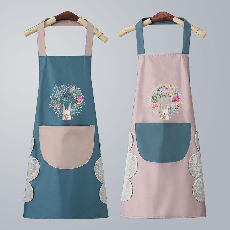2022新款围裙女家用厨房夏季长袖罩衣防水防油网红同款时尚薄款