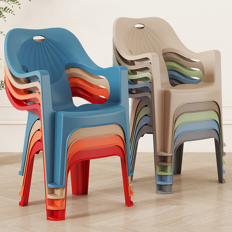 Thickened Plastic Backrest Chair, Non-Slip, Adult Living Room, Home Low Stool, Backrest, Coffee Table Chair, Sturdy Balcony Imitation Leather Texture