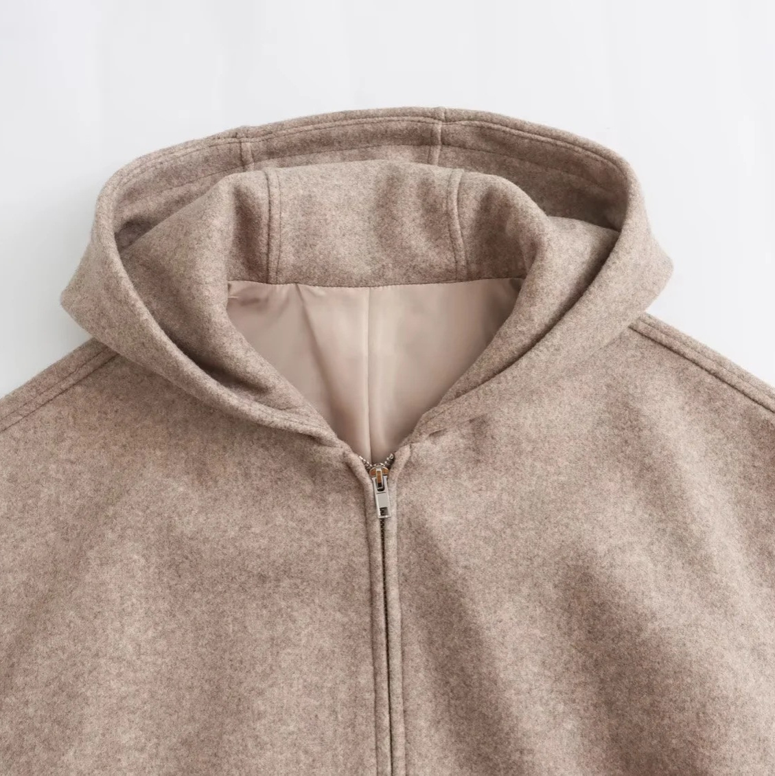 GraceChic GraceChic ZA Foreign Trade European And American Style Autumn New Simple Casual Loose Hooded Soft Short Bomber Jacket Coat_voghion.com