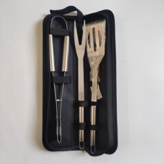 ステンレス3点セットバーベキューツール卸売布袋小管柄焼き具セットアウトドア組合せBBQ用品
