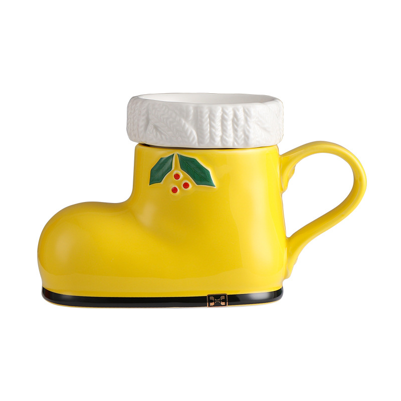 Botas creativas de modelado de la Taza de regalo de Navidad Taza de cerámica taza de dibujos animados 3D taza de café de la fábrica al por mayor taza de porcelana