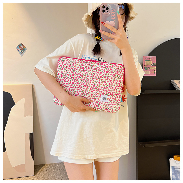 K-Style of Ins Style High-Looking Computer Bag 16inch Notebook iPad Protective Cover Cute Flower Handbag Wholesale