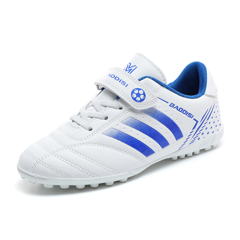Zapatos de fútbol con hebilla mágica de fábrica zapatos de fútbol transfronterizos de primaria y secundaria para niños zapatos de fútbol transpirables casuales zapatos de entrenamiento de hierba de uñas rotas