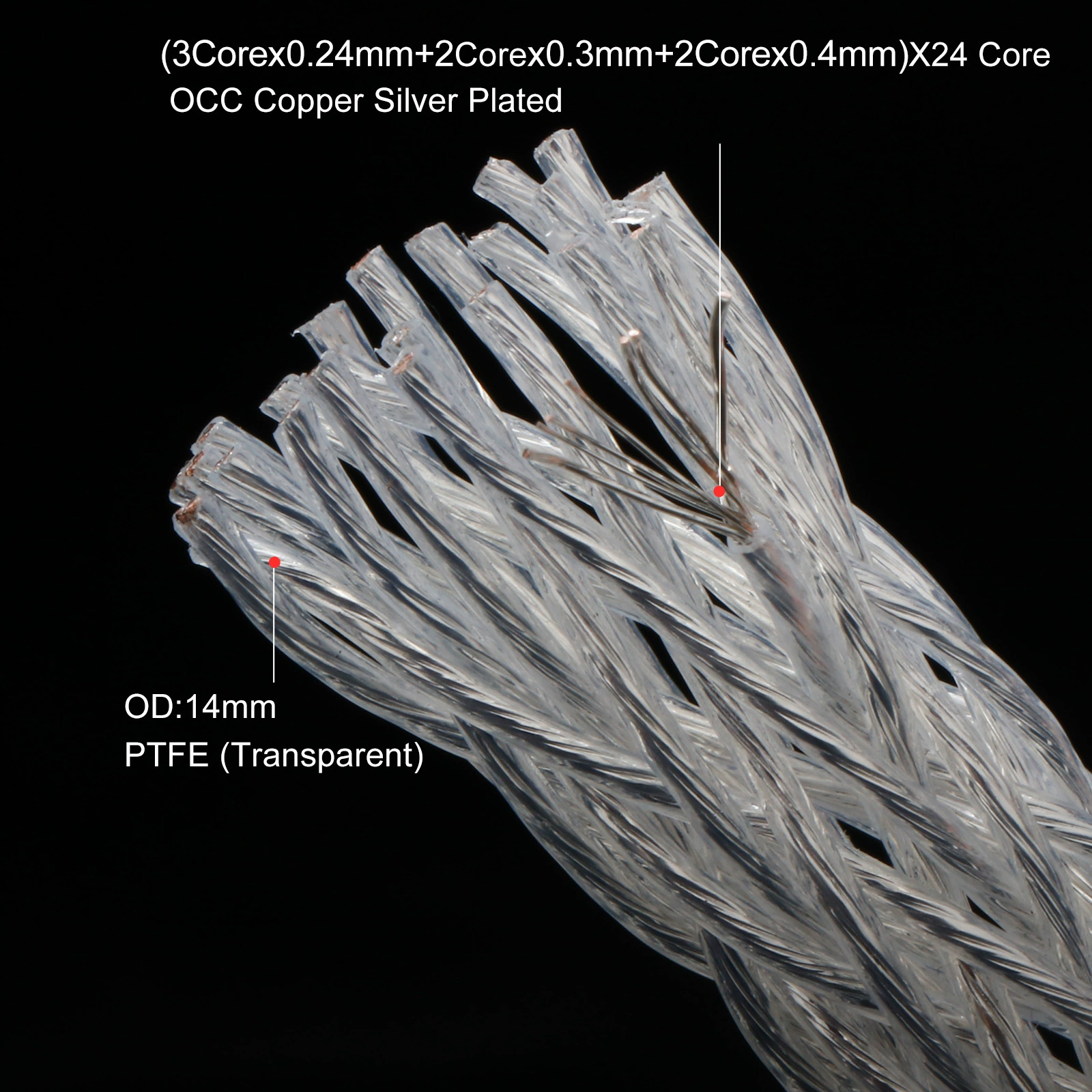 OCC монокристальная серебряная 24-жильная оплетённая проволока, 12AWG основной акустический кабель, соединительный провод для динамиков