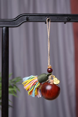 Sandalwood Apple Rearview Mirror Pendant Car hanging - apple-rosewood-colorful-tassel-