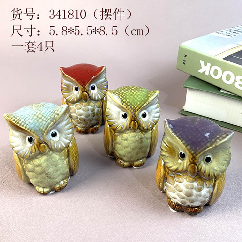 Creative foreign trade ceramic handicrafts ornaments, cute cartoon owl ornaments, cross-border best-selling special bird ornaments