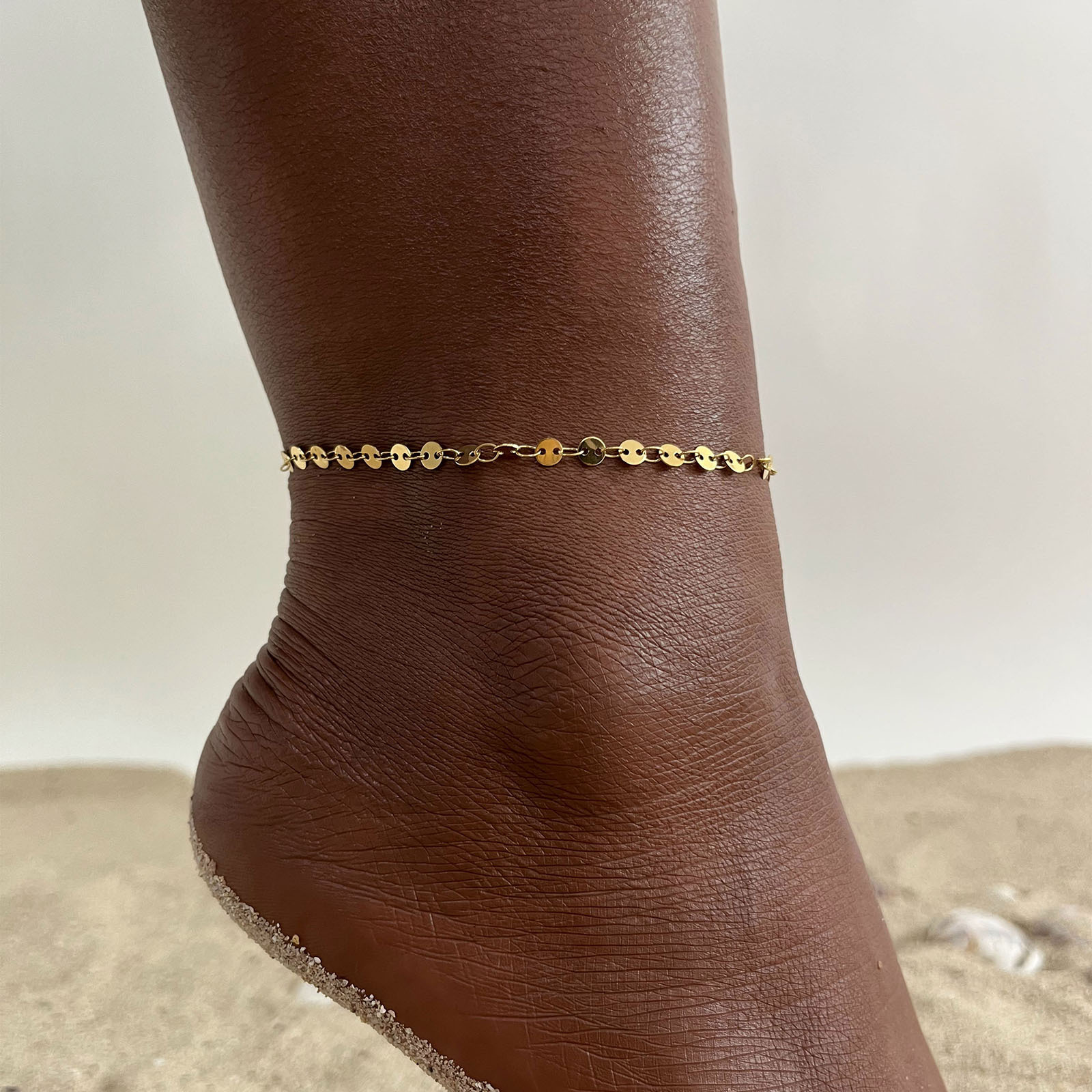 Anklet Classification Wholesale Jewelry Vacation Sweet Moon Heart Shape 201 Stainless Steel Gold Plated Plating Anklet