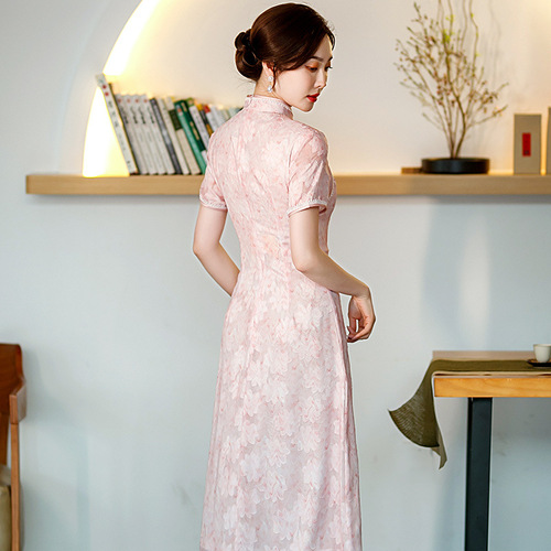 Retro Chinese Dress oriental old shanghai Qipao Cheongsam Dress for women cheongsam pink dress to improve Chinese style dress 