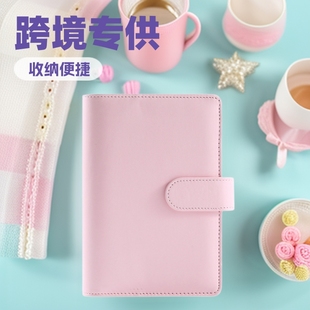 Cross-Border Exclusive A6 Macaron Pu Loose-Leaf Notebook Handbag Zipper Bag Budget Planner Accounting Book