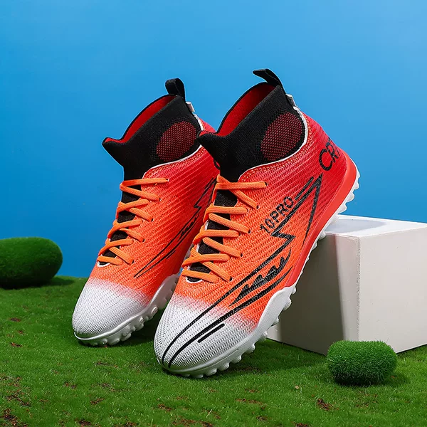 2026 New Model Children's and Youth High-Top Soccer Shoes with Sock-Like Collar and Studs, Training Shoes, Sizes 31-40, High-Top Soccer Shoes