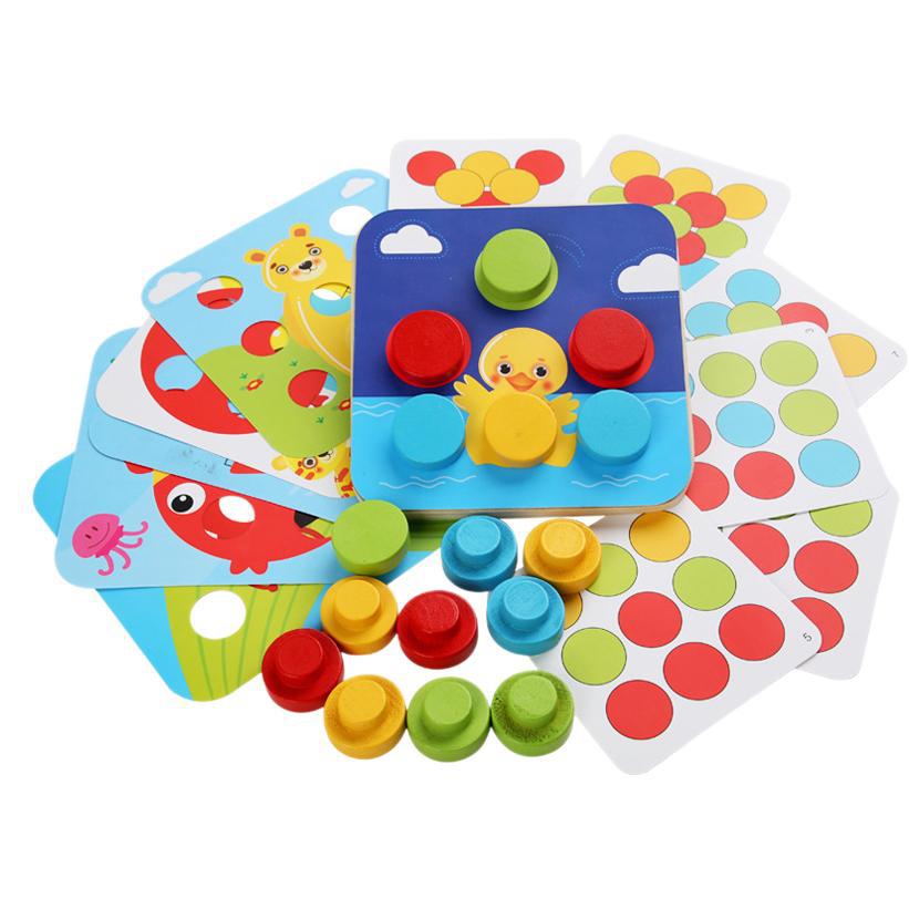 Gránulos grandes de madera transfronterizos rompecabezas creativo de clavos de hongos juguetes educativos inteligencia para niños rompecabezas grandes juguetes digitales