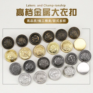 工厂批发金属铜皮大衣扣保安服装复古扣子定制图案圆形高脚纽扣