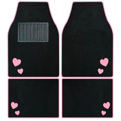 Cross-border New Love Embroidery Universal Foot Pad - love-pink-edge-universal-car-floor-mat-set