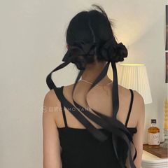 Elegant High-Elastic Large Hair Loop for Ponytails & Updos, Perfect for Stylish Women — Includes a Cute Bow and Ribbon Trim