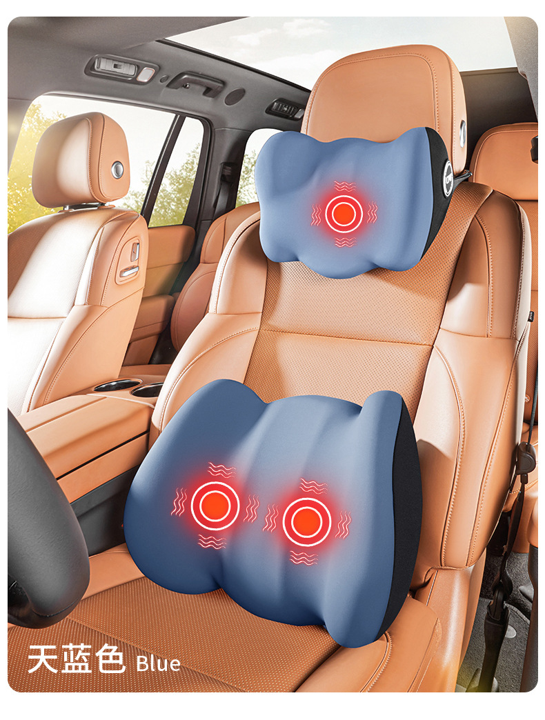 Car lumbar support electric massage heating waist pad seat back cushion driver waist pad car suit headrest pair