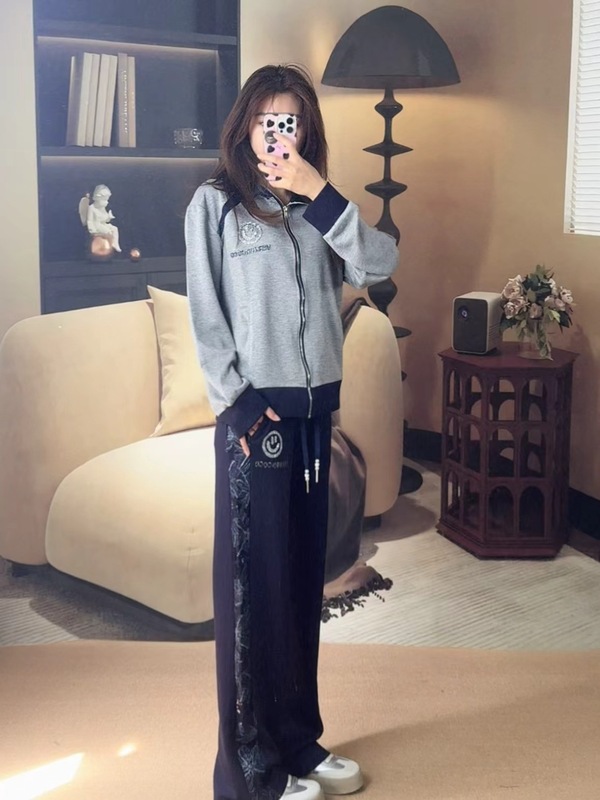 秋季连帽时尚减龄休闲运动套装妈妈装连帽长袖外套裤子女装俩件套|undefined