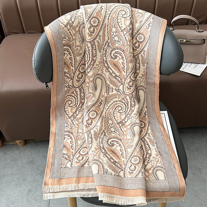 Bufandas coreanas de cachemira de dama 2025 pájaros con un bufón de aire acondicionado que se vuelve más grueso y cálido