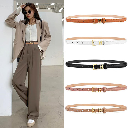 New women's belt pin buckle thin belt women's multi-color decoration Korean version sweet women's thin belt decoration trendy trouser belt