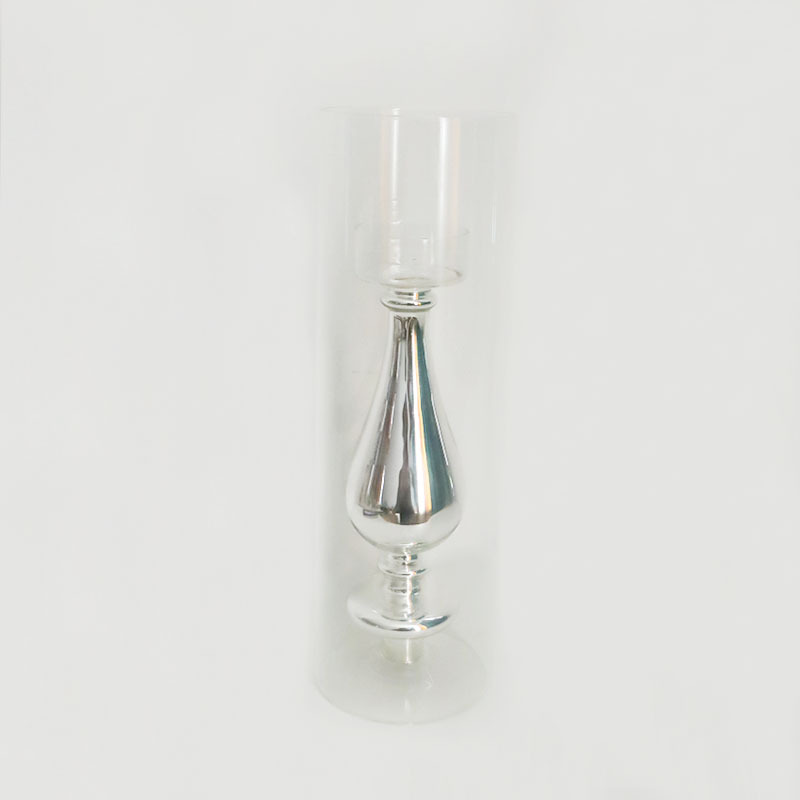 Candelabro de vidrio columnar en forma de paraguas para el hogar minimalista de estilo europeo, decoración de mesa de sala de estar de lujo ligero creativo, botella de vidrio hecha a mano