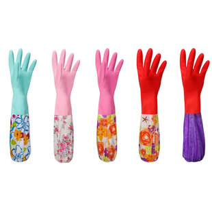 Fleece/Summer/Color Latex Lengthened Housework Gloves Durable and Cleaning Special for Washing Dish and Clothes