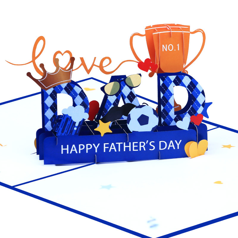 Father's Day 3d three-dimensional card new cross-border send dad creative paper carving holiday greeting card Amazon message blessing
