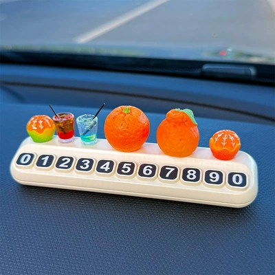 Nömrəli dayanma kartı: Parking Plate New Car - orange-baba-mandarin-2-small-oranges-2-drinks-stop-sign