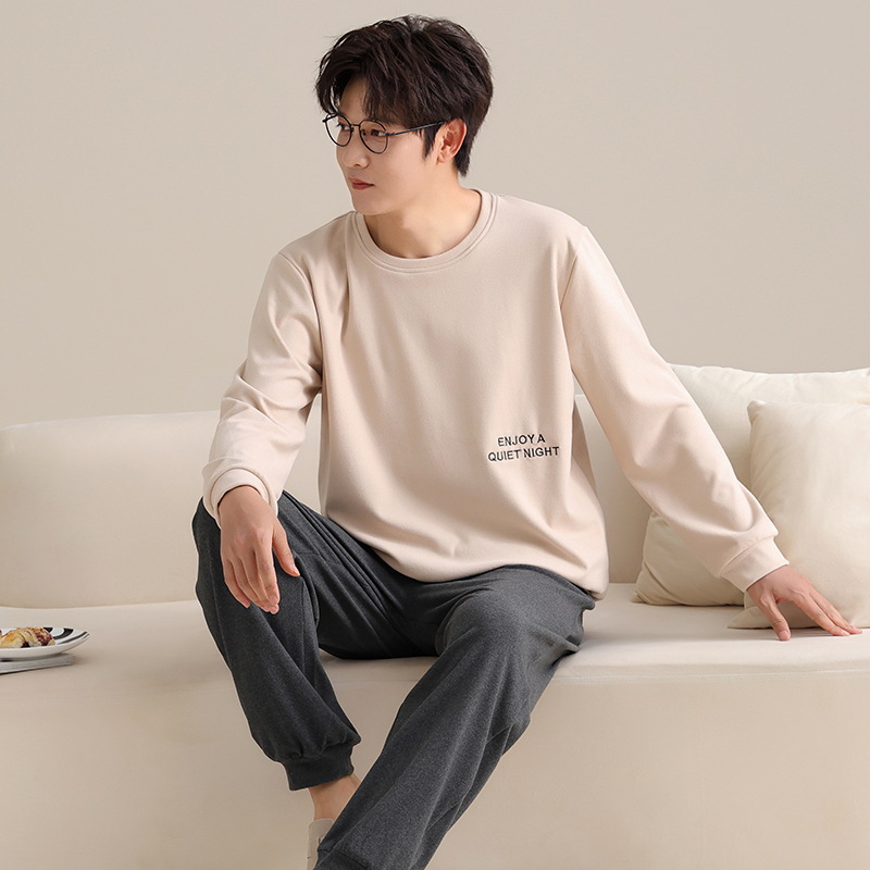 Pijamas de terciopelo para hombres otoño y invierno de manga larga conjunto casual con terciopelo grueso y ropa de hogar de tamaño grande se puede usar