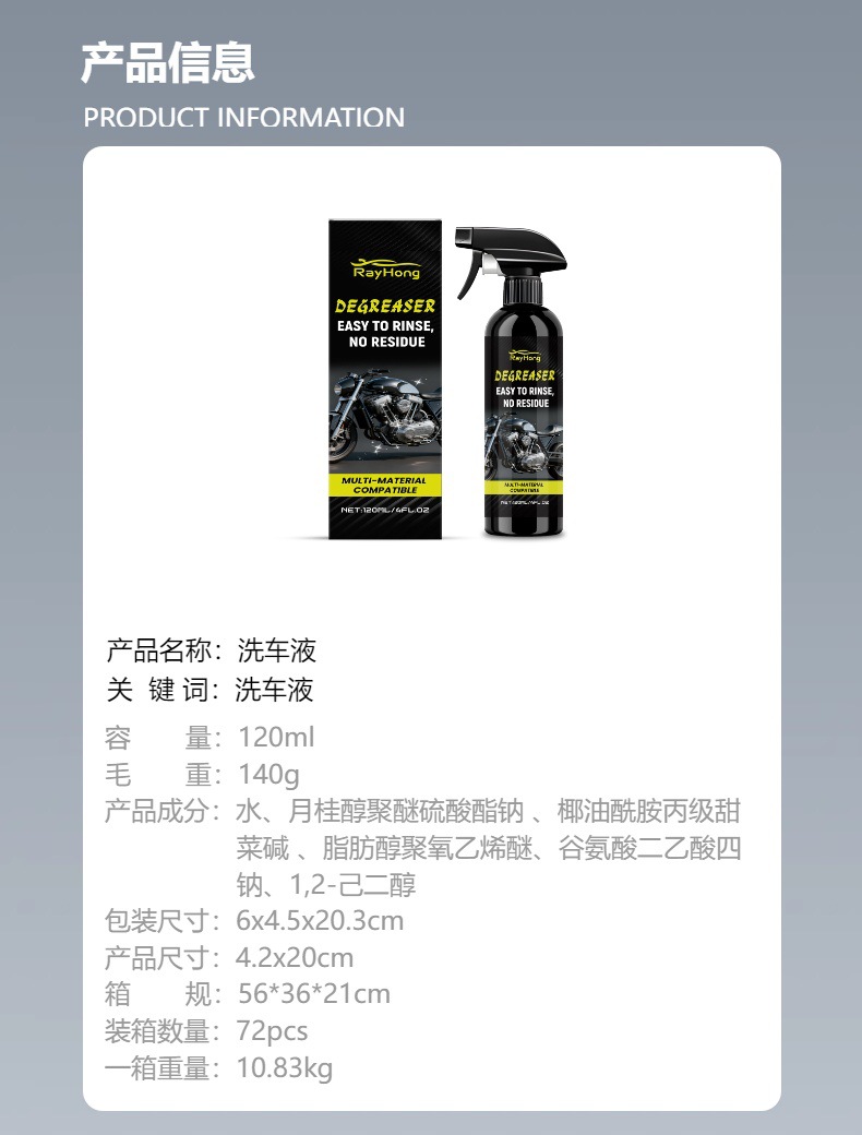 Rayhong Car Wash Liquid, Motorcycle Cleaning Tire Stain Removal, Maintenance and Daily Care Cleaner