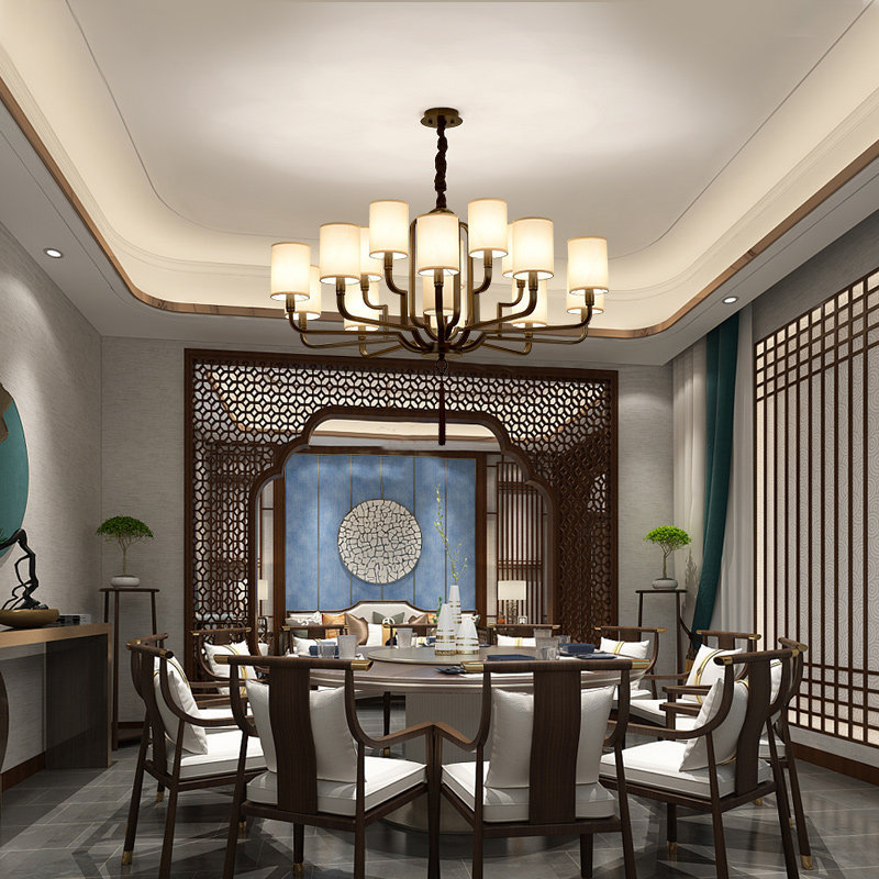 Living Room Main Light, New Chinese Style Chandelier, Living Room Lamp, Modern Simple and Elegant Dining Room Lamp, Designer Multi-Layer Large Chandelier