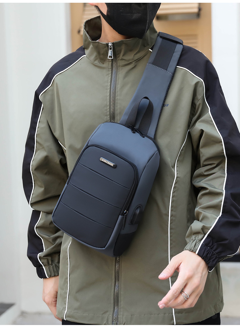 Cross-border chest bag, men's crossbody bag, single-shoulder backpack, multi-functional large-capacity charging crossbody small bag, messenger bag, men's bag undefined