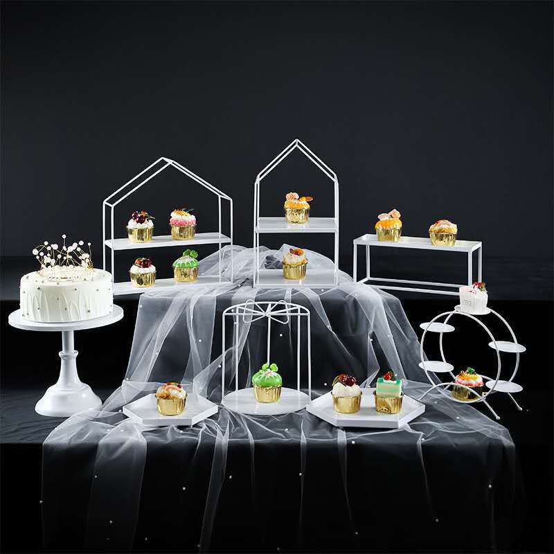 De estilo europeo pastelería bandeja de mesa de postre soporte de exhibición de hierro decoración de la torta de la boda de pie 12 unidades traje image 11