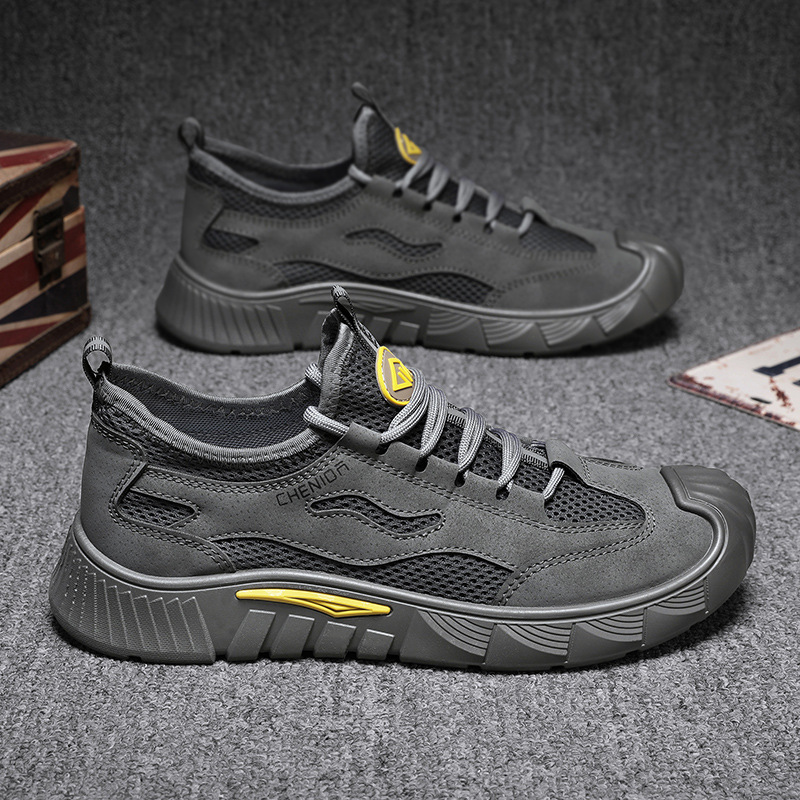 2025 zapatos de hombre primavera nueva malla de moda transpirable zapatos de protección laboral casuales zapatos de moda versátiles zapatos de malla resistentes a la suciedad