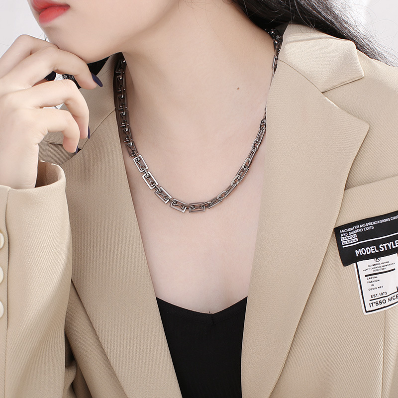 18K Real Gold Plated Plating Material Necklace Classification Hip-hop Solid Color Stainless Steel Titanium Steel Plating Necklace 1 Piece