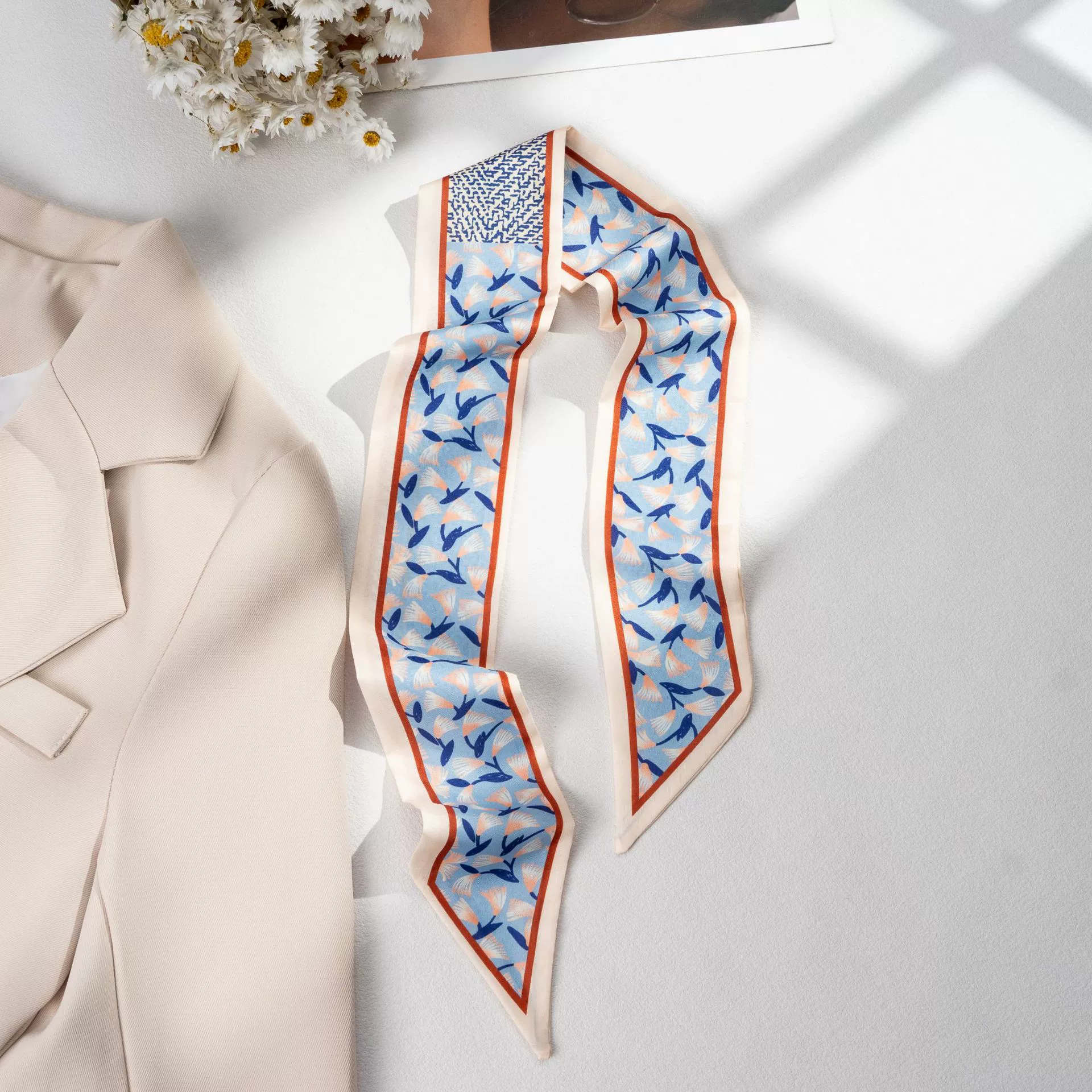 Silk Scarf Hairband (Suhang) long streamer 89×3.8 cm, lightweight gift box option