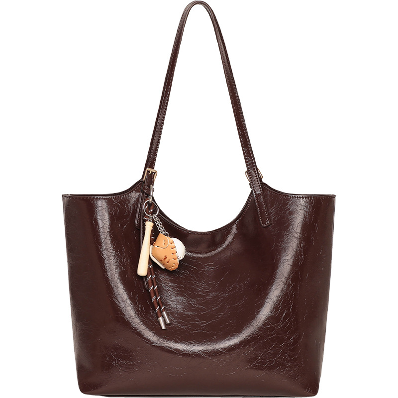 Túi tote nữ cỡ lớn phong cách vintage đi làm — màu cà phê