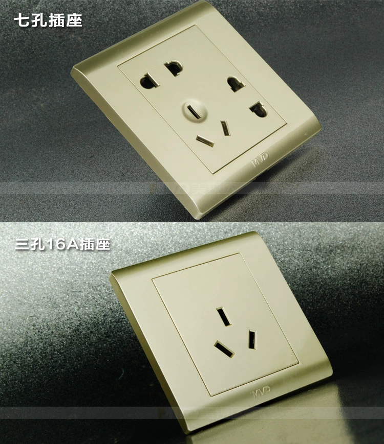 [2021] Panel switch wall socket fine lines gold dark installation one open five -hole two -three pole switch sockets