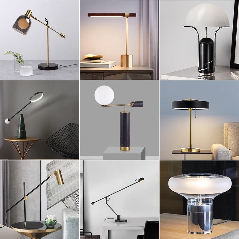 Lámpara de mesa de estudio creativa minimalista posmoderna de fábrica, modelo de diseñador de lujo ligero, lámpara de mesa de decoración de oficina