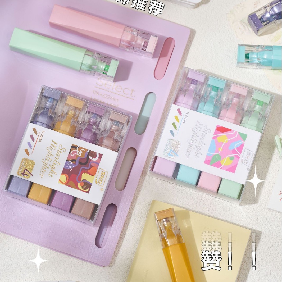 Cuadrado flash puntero de resaltador de estudiantes de color suave puntero de marca de puntos clave DIY puntero de acuarela lotes de stock