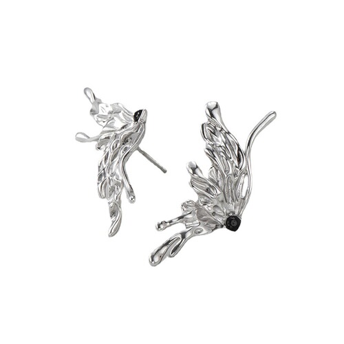 S925 sterling silver biochemical liquid butterfly earrings fashion heavy industry exaggerated metal style niche design earrings wholesale